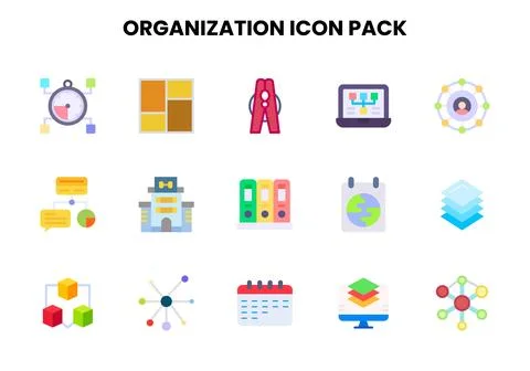 Organization Flat UI Icons Pack Stock Illustration