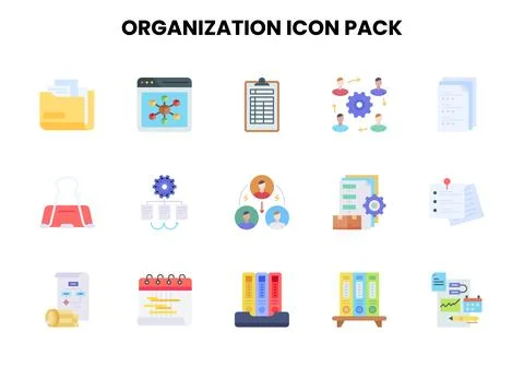 Organization Flat UI Icons Pack Stock Illustration