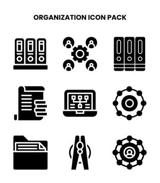 Organization Glyph Bundle Icons Pack Stock Illustration