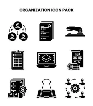 Organization Glyph Bundle Icons Pack Stock Illustration