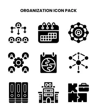 Organization Glyph Design Icons Pack Illustrazione stock