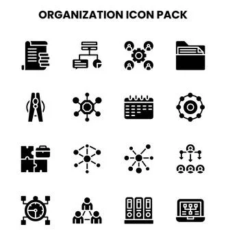Organization Glyph Graphics Icons Pack Illustrazione stock
