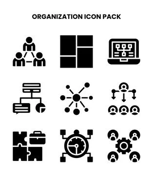 Organization Glyph Icons Pack 스톡 일러스트