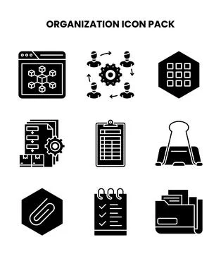 Organization Glyph Icons Pack 스톡 일러스트