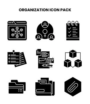 Organization Glyph Icons Pack Illustrazione stock