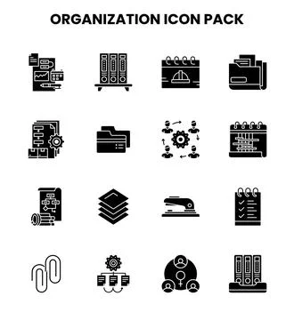Organization Glyph UI Icons Pack Stock Illustration