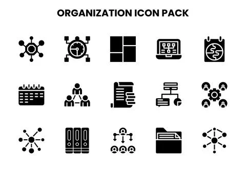 Organization Glyph Vector Icons Pack Illustrazione stock