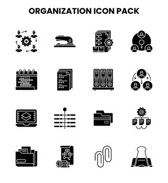 Organization Glyph Vector Icons Pack Stock Illustration
