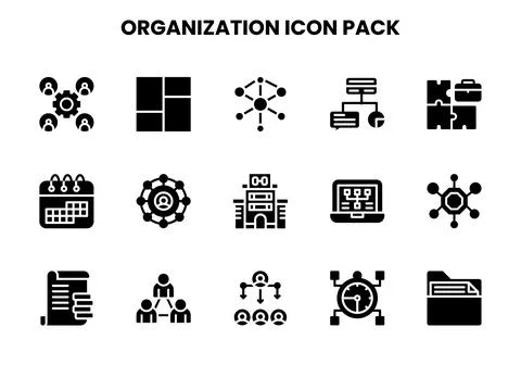 Organization Glyph Vector Icons Pack 스톡 일러스트