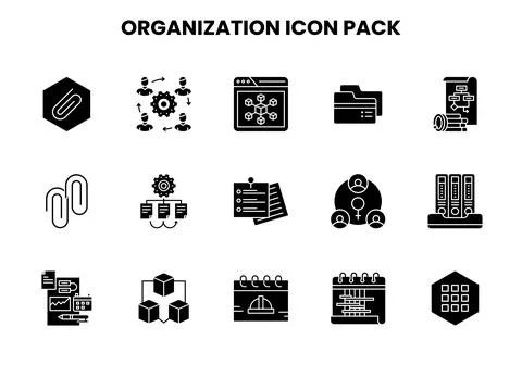 Organization Glyph Vector Icons Pack 스톡 일러스트