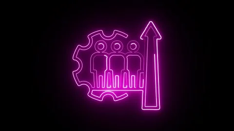 Organization Icon Isolated on Black Background, Neon Structure Line Motion .. Stock-Footage 327667058