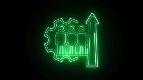 Organization Icon Isolated on Black Background, Neon Structure Line Motion .. Video stock 327667107