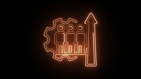 Organization Icon Isolated on Black Background, Neon Structure Line Motion .. Video stock 327667117