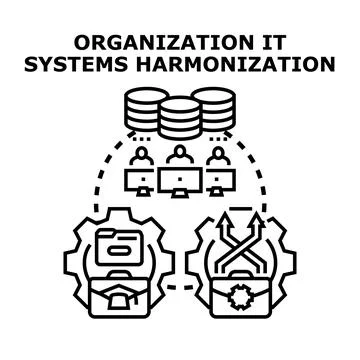 Organization it systems harmonization business concept Stock Illustration