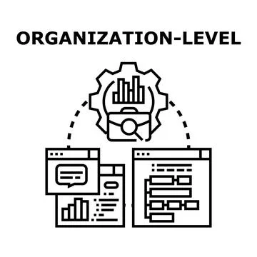 Organization level managing business processes and data analysis Stock Illustration