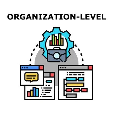 Organization level managing business processes and data analysis Stock Illustration