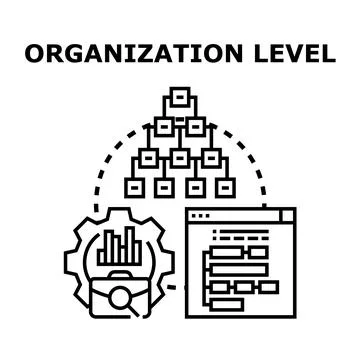 Organization level structure management concept outlining business hierarchy Stock Illustration