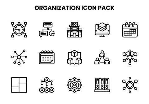 Organization Line Bundle Icons Pack 스톡 일러스트