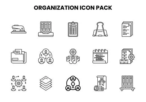 Organization Line Bundle Icons Pack Illustrazione stock