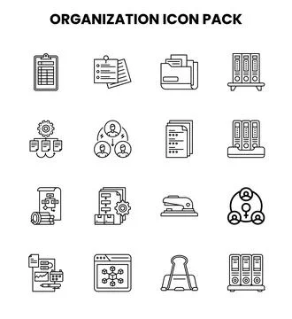 Organization Line Design Icons Pack 스톡 일러스트