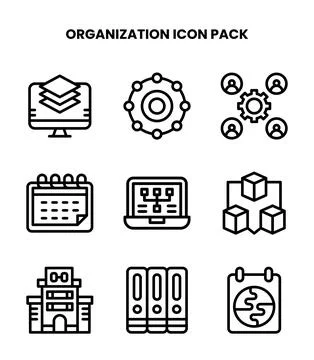 Organization Line Design Icons Pack Stock Illustration