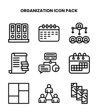 Organization Line Icons Pack Stock Illustration