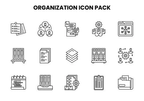 Organization Line Icons Pack Stock Illustration
