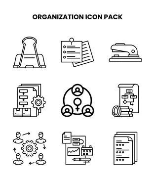 Organization Line Set Icons Pack Stock Illustration