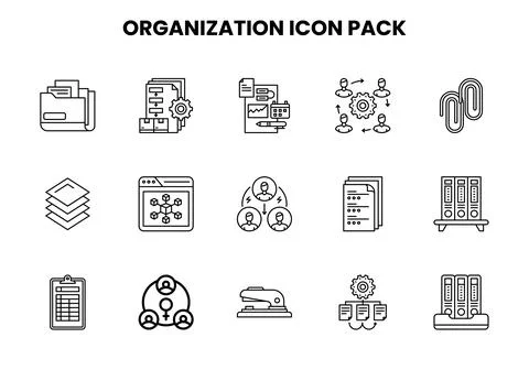 Organization Line Vector Icons Pack Illustrazione stock