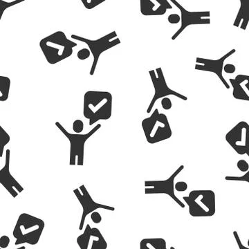 Organization management icon in flat style. People with check mark vector ill イラスト素材