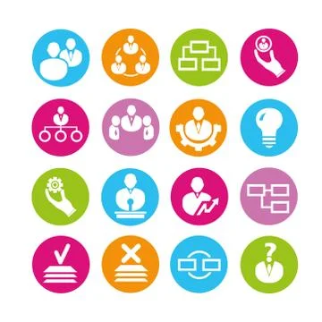 Organization management icons Illustrazione stock