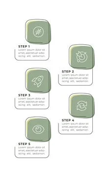 Organization management vertical process flow infographic 5 steps Stock Illustration