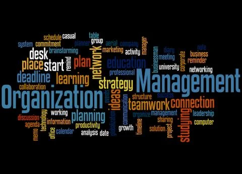 Organization Management, word cloud concept Illustrazione stock