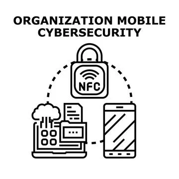 Organization mobile cybersecurity protecting data and devices Stock Illustration