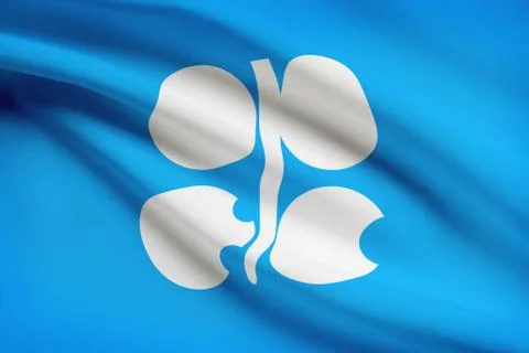 Organization of the petroleum exporting countries flag blowing in the wind. p Stock Illustration