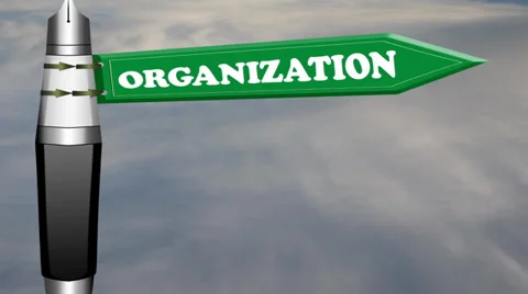 Organization road sign with flowing clouds Stock Footage 39741447