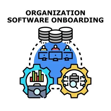 Organization software onboarding process for business and data management Ilustração Stock