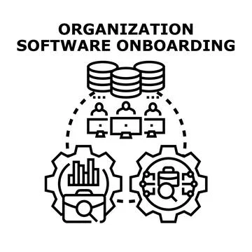 Organization software onboarding process for business and data management 库存插图