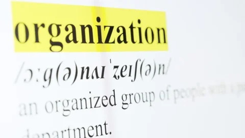 Organization Text Macro Shot Highlighted in Yellow Color On Computer Screen Stock Footage 123224380
