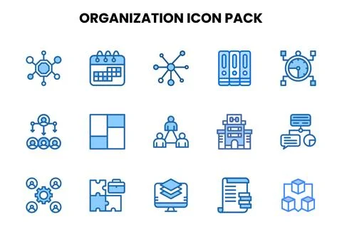 Organization Two Colour Graphics Icons Pack Stock Illustration