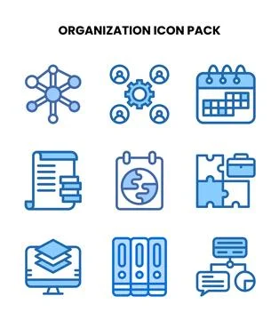 Organization Two Colour Graphics Icons Pack Stock Illustration