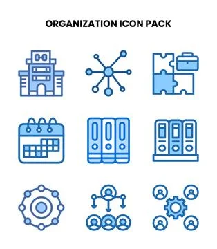 Organization Two Colour Set Icons Pack Stock Illustration