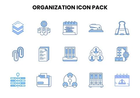 Organization Two Colour Set Icons Pack 스톡 일러스트