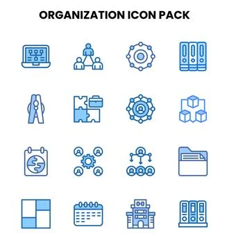 Organization Two Colour Vector Icons Pack Stock Illustration