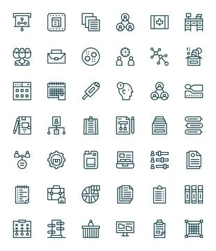Organization Vector Icon Collection featuring 42 Editable 64x64 Regular Lin.. Illustrazione stock
