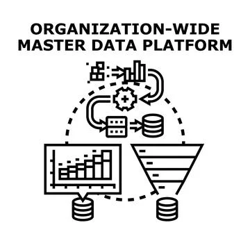 Organization wide master data platform system concept Stock Illustration