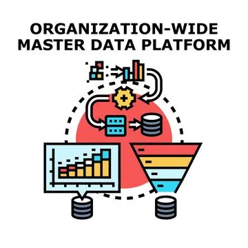 Organization wide master data platform system concept Illustrazione stock