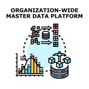 Organization wide master data platform system concept Stock Illustration
