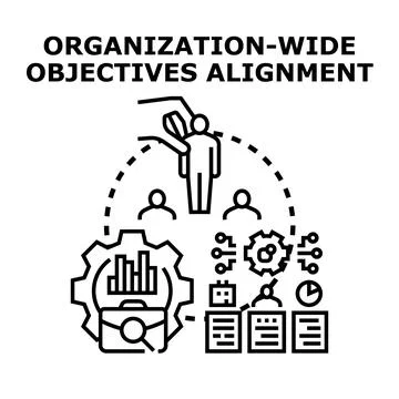 Organization wide objectives alignment business concept Stock Illustration