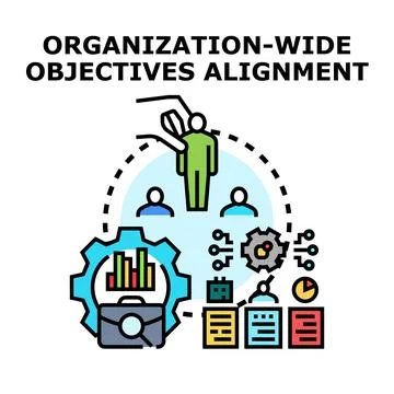 Organization wide objectives alignment business concept Stock Illustration